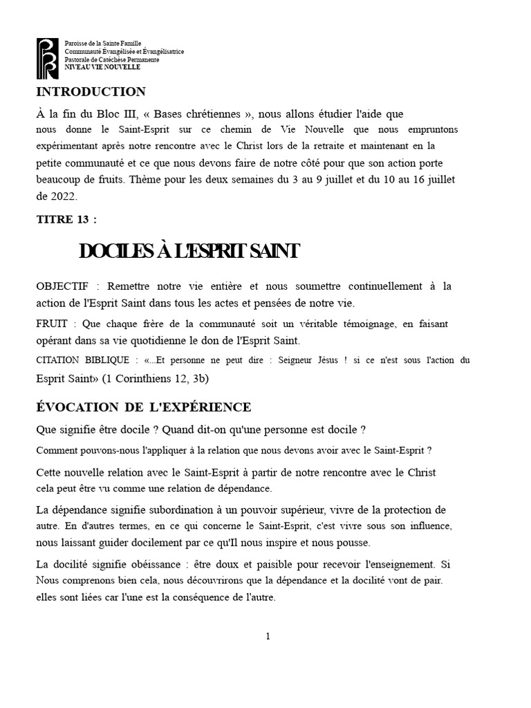 Docilité à l'Esprit Saint | PDF | Saint-Esprit | Jésus