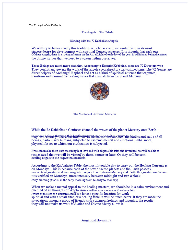 The 72 Angels of The Cabal | PDF | Angel | Kabbalah