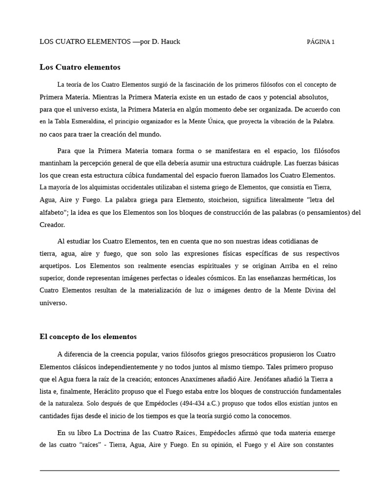 Teoría de los Cuatro Elementos de Empédocles | PDF | Alquimia | Incendios