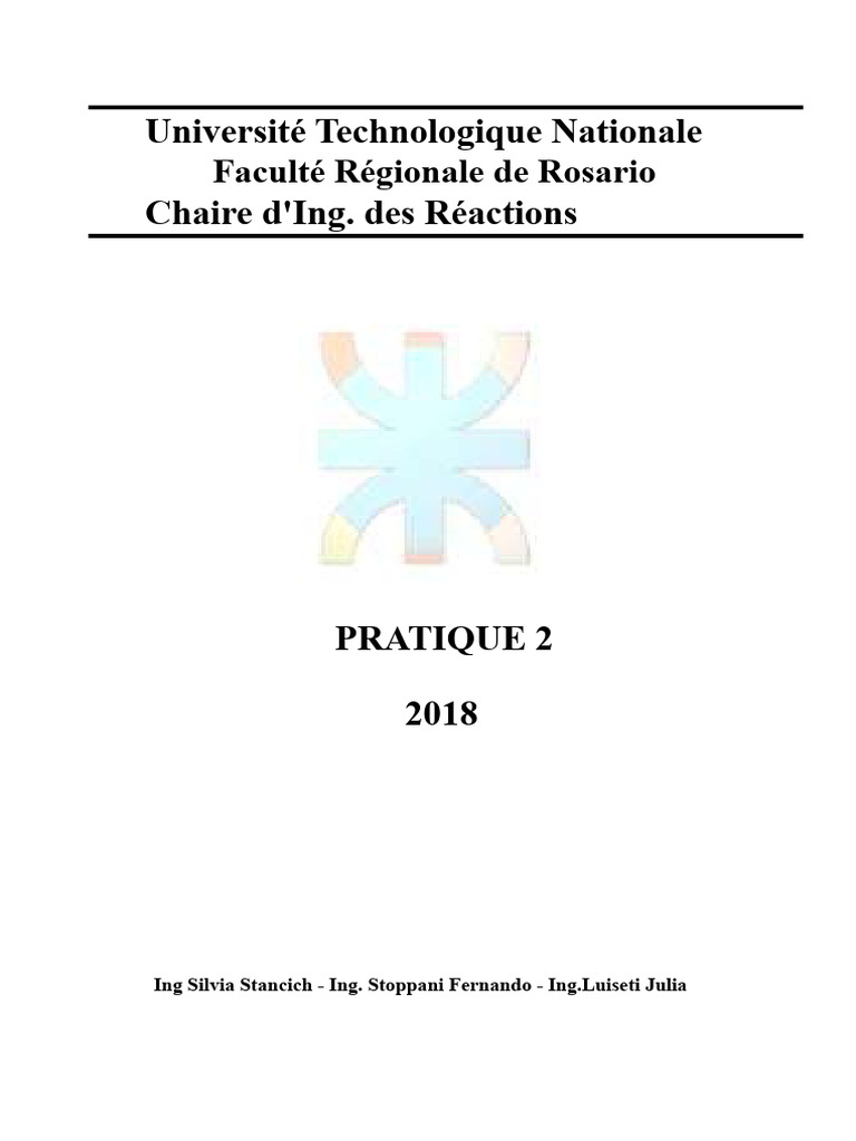 Ingénierie des Réactions Chimiques : Pratiques | PDF | Réacteur (chimie ...