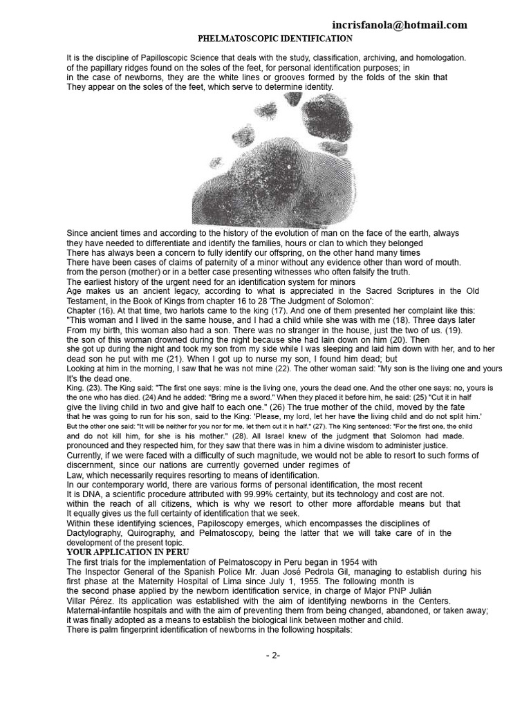 Understanding Pelmatoscopy for ID | PDF | Fingerprint | Toe