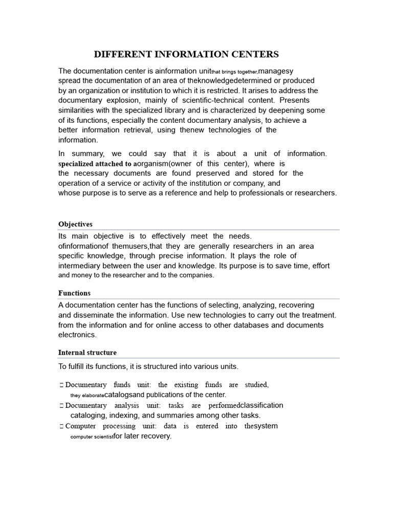 Different Information Centers | PDF | Methodology | Quantitative Research