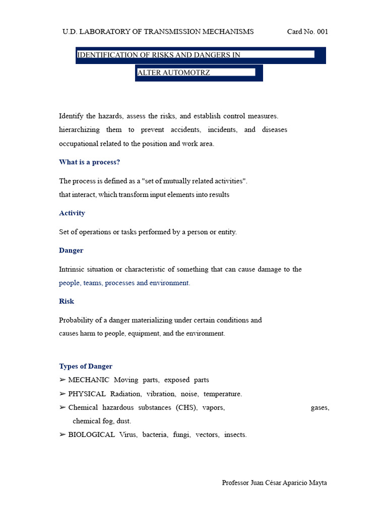 Automotive Workshop Hazard Management | PDF | Hazards | Risk