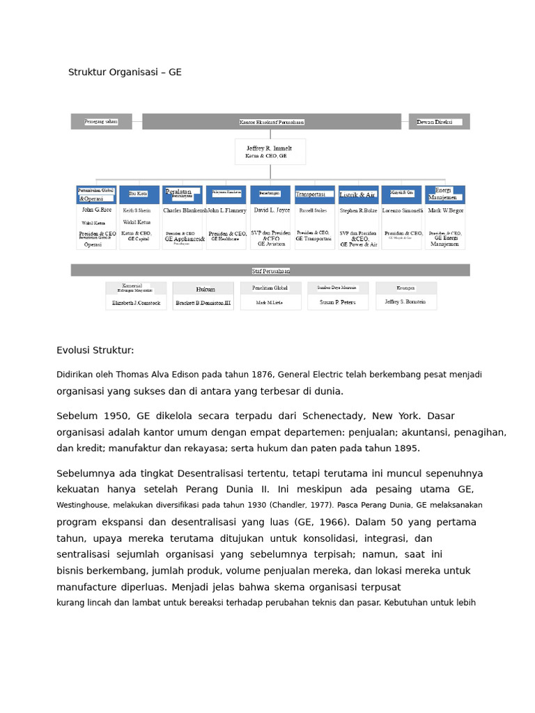 Struktur Organisasi General Electric | PDF
