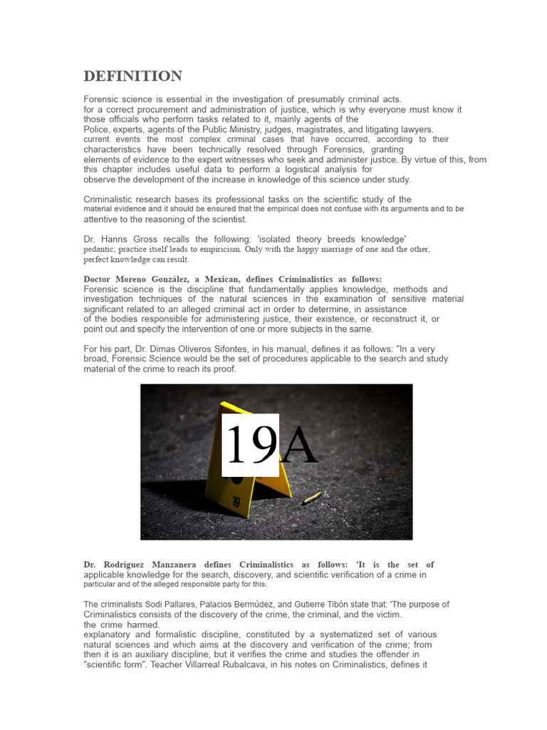 Criminalistics Definition With Authors | PDF | Forensic Science | Science