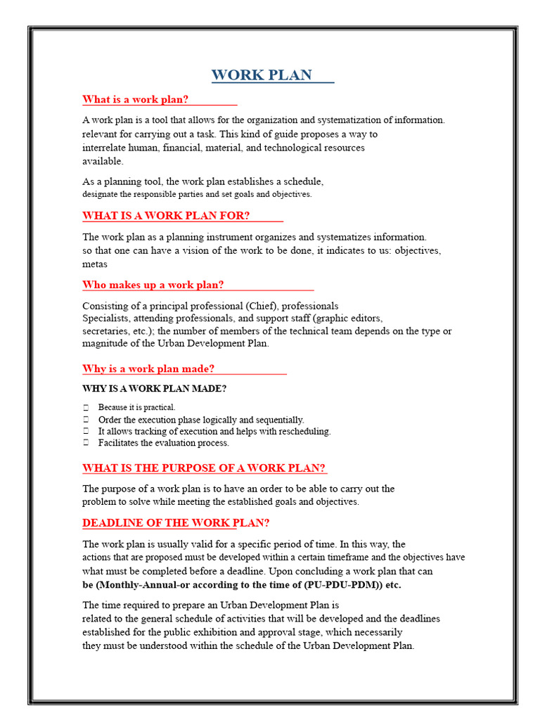 Essential Guide to Creating a Work Plan | PDF | Goal | Time