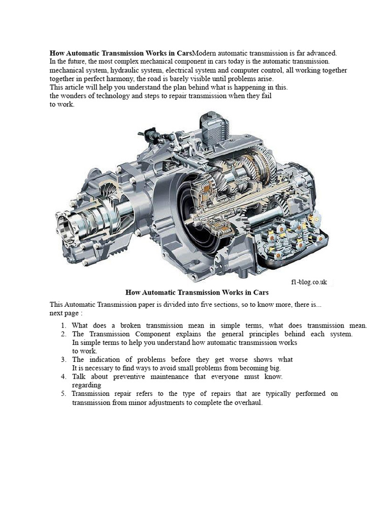 How Automatic Transmission Works in Cars | PDF | Manual Transmission ...