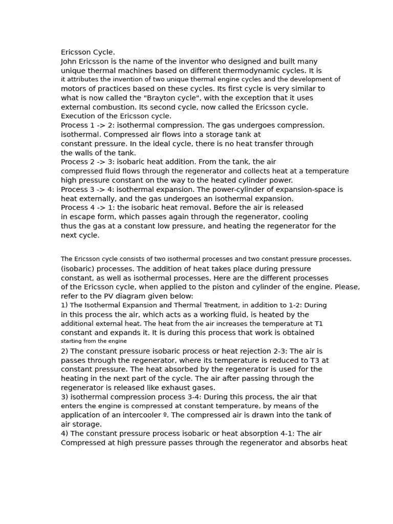 Ericsson Cycle | PDF | Engines | Scientific Phenomena