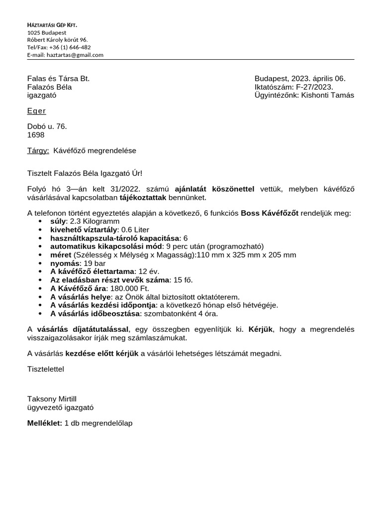 Hivatalos Levél | PDF