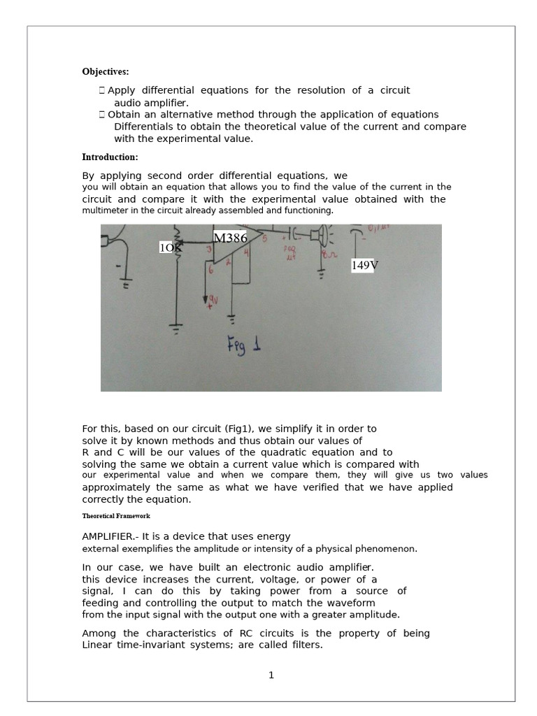 Amplifier With Differential Equations | PDF | Electrical Network | Voltage