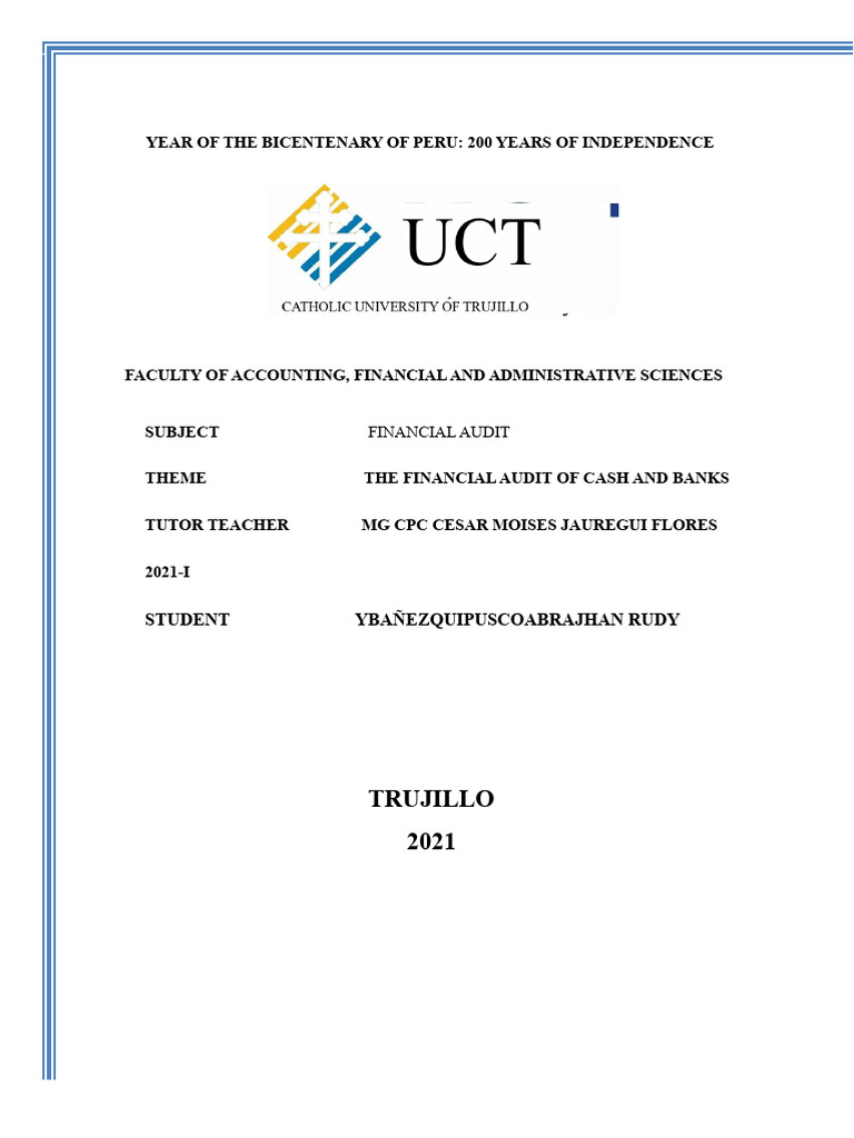 Cash and Bank Audit Procedures Guide | PDF | Internal Control | Banks