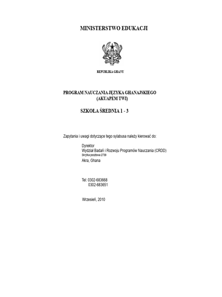 Akuapem Twi Syllabus 15 10 10 PDF | PDF