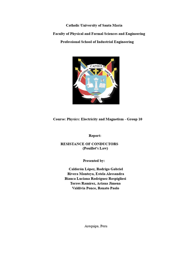 Resistance of Conductors - Report | PDF | Electrical Resistivity And ...