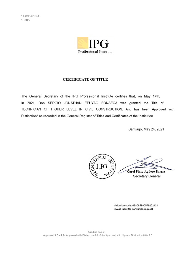 Certificate of Title: Civil Construction Technician | PDF