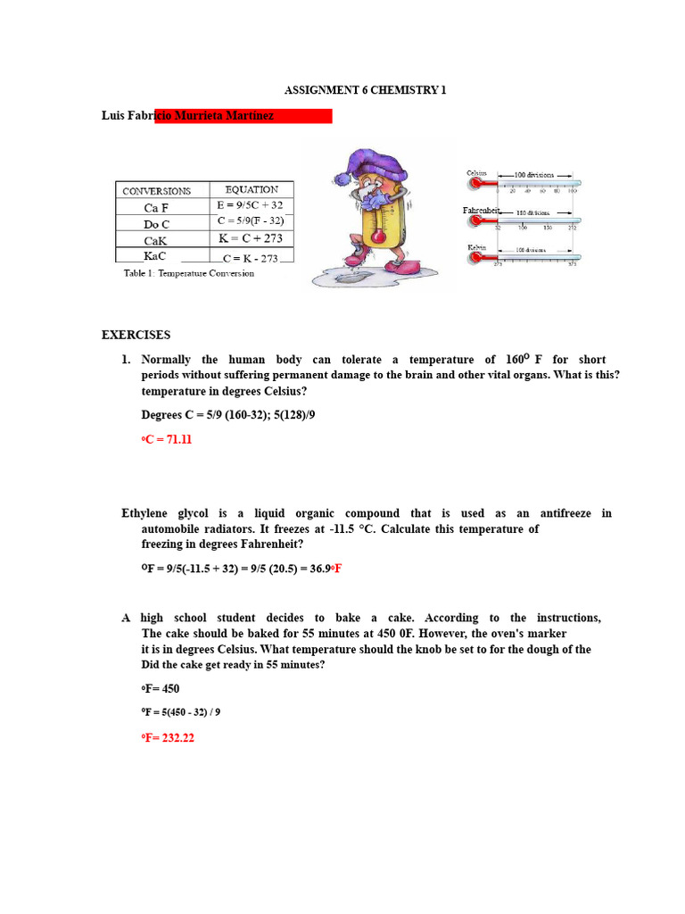 Activity 6 Chemistry | PDF | Fahrenheit | Continuum Mechanics