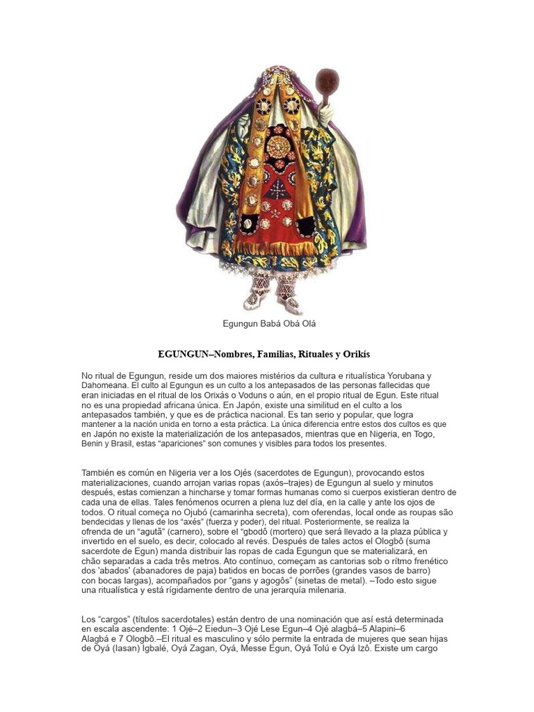 Egungun Babá Obá Hola | PDF