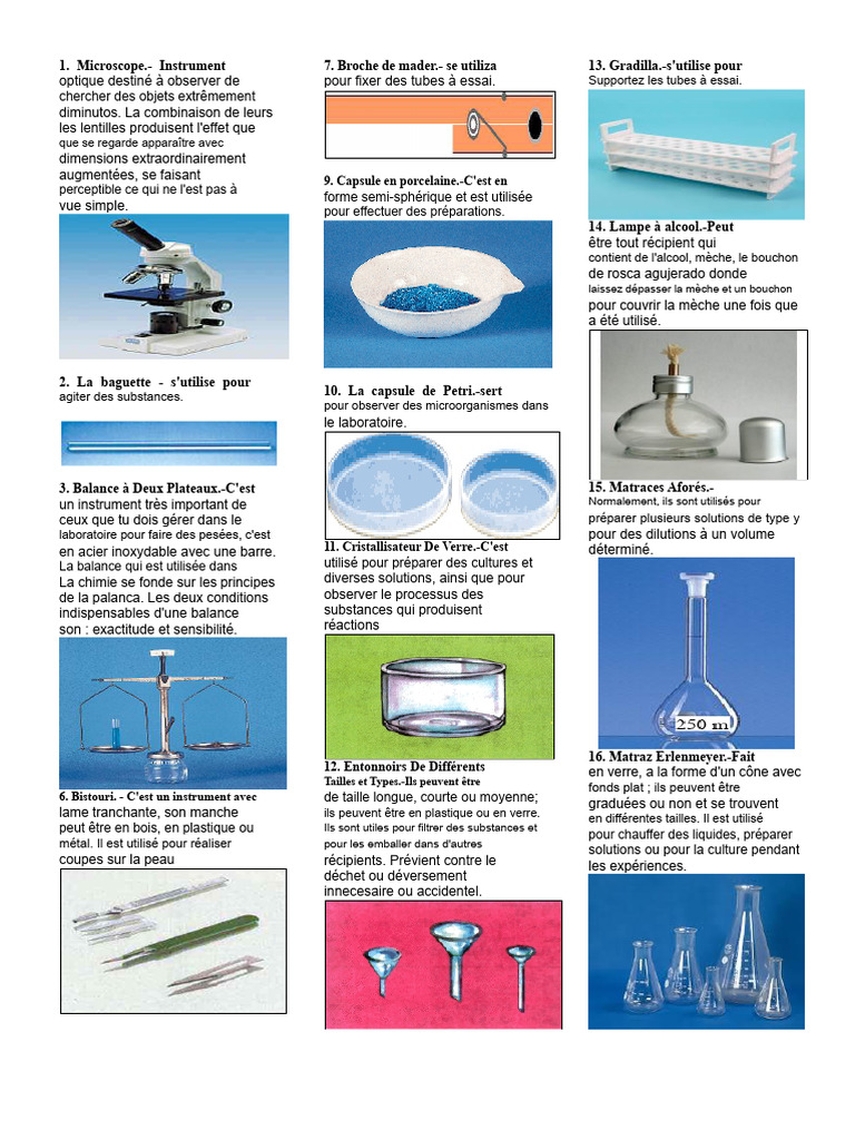Instruments de laboratoire essentiels | PDF | Lunettes