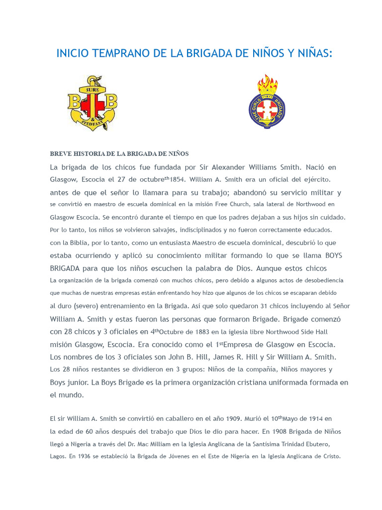 Historia de la Brigada de Niños y Niñas | PDF | Cristo (título) | Biblia