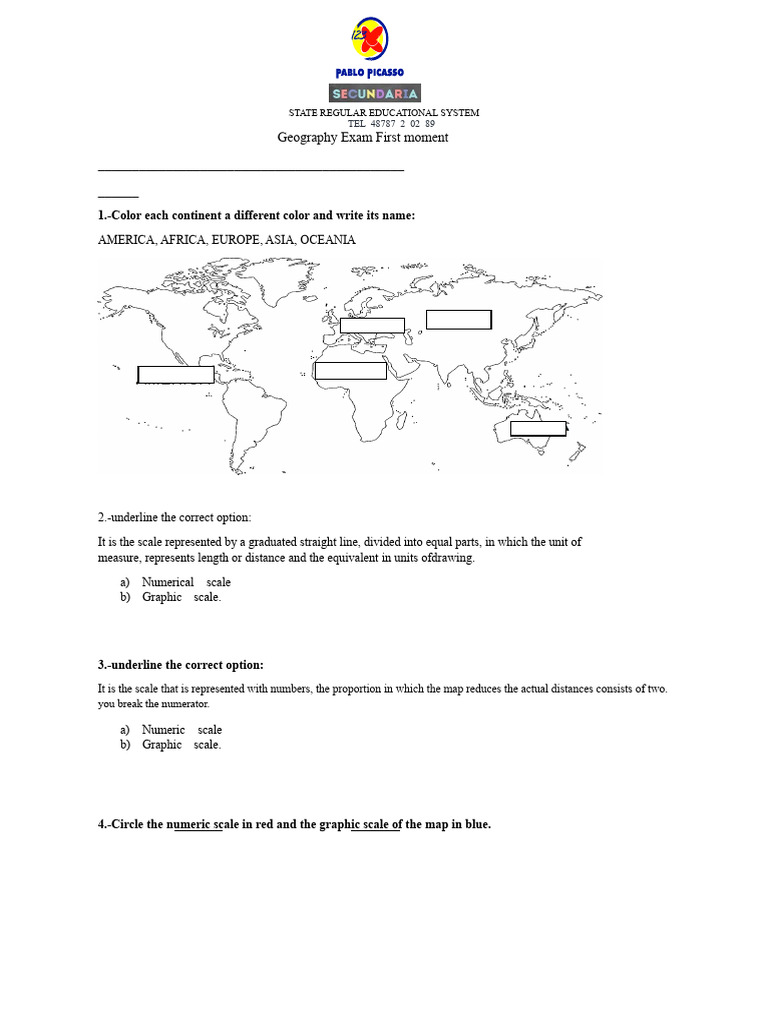 Geography Exam: Understanding Maps & Scales | PDF | Map | Cartography