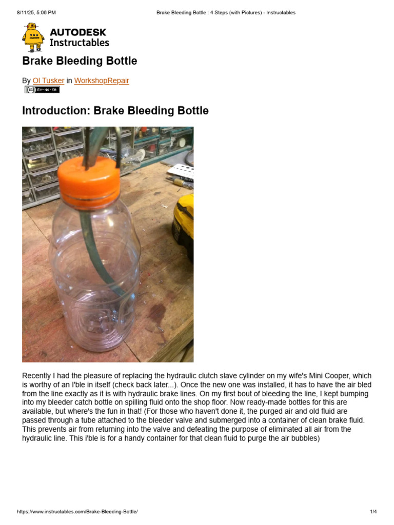 DIY Brake Bleeding Bottle Guide | PDF | Pipe (Fluid Conveyance ...