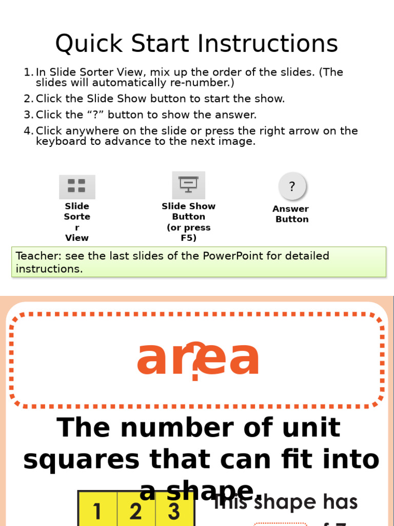 Quick Start Instructions: Answer Button Slide Sorte R View Slide Show ...