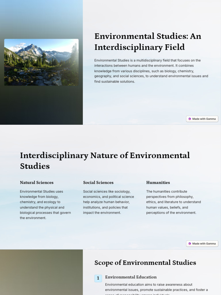 Environmental Studies An Interdisciplinary Field | PDF | Natural ...