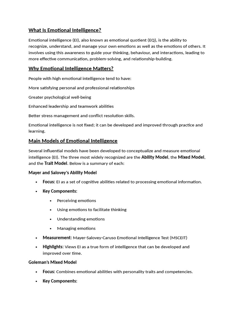 Understanding Emotional Intelligence (EQ) | PDF | Emotional ...