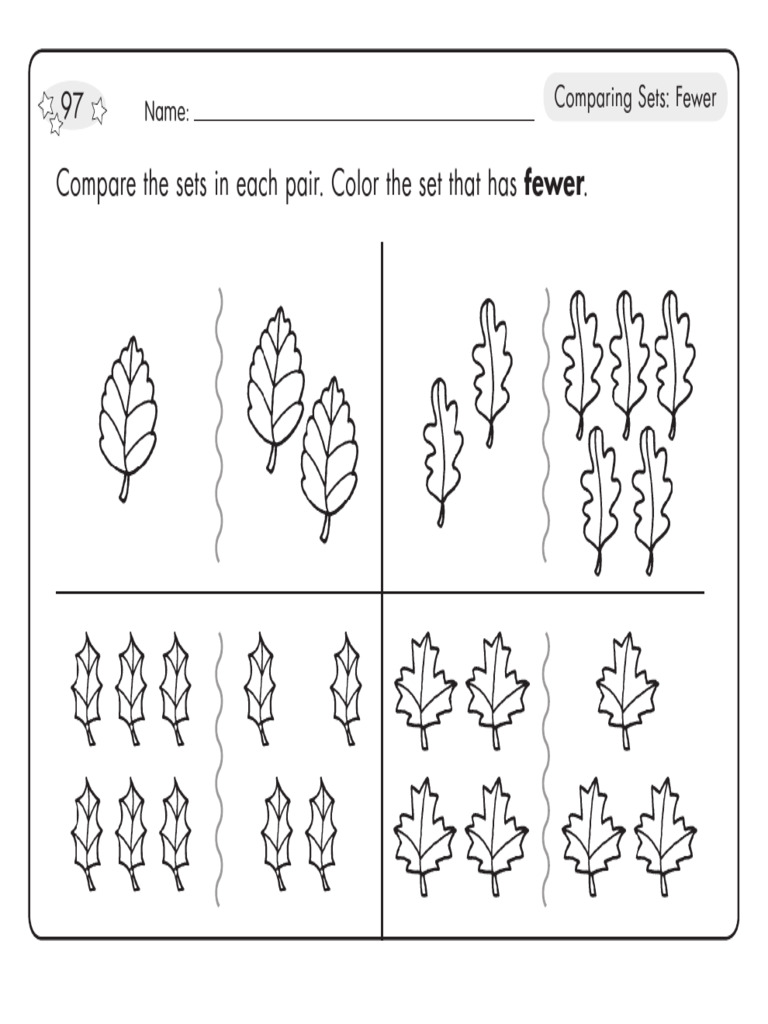 Color The Set That Has Fewer | PDF