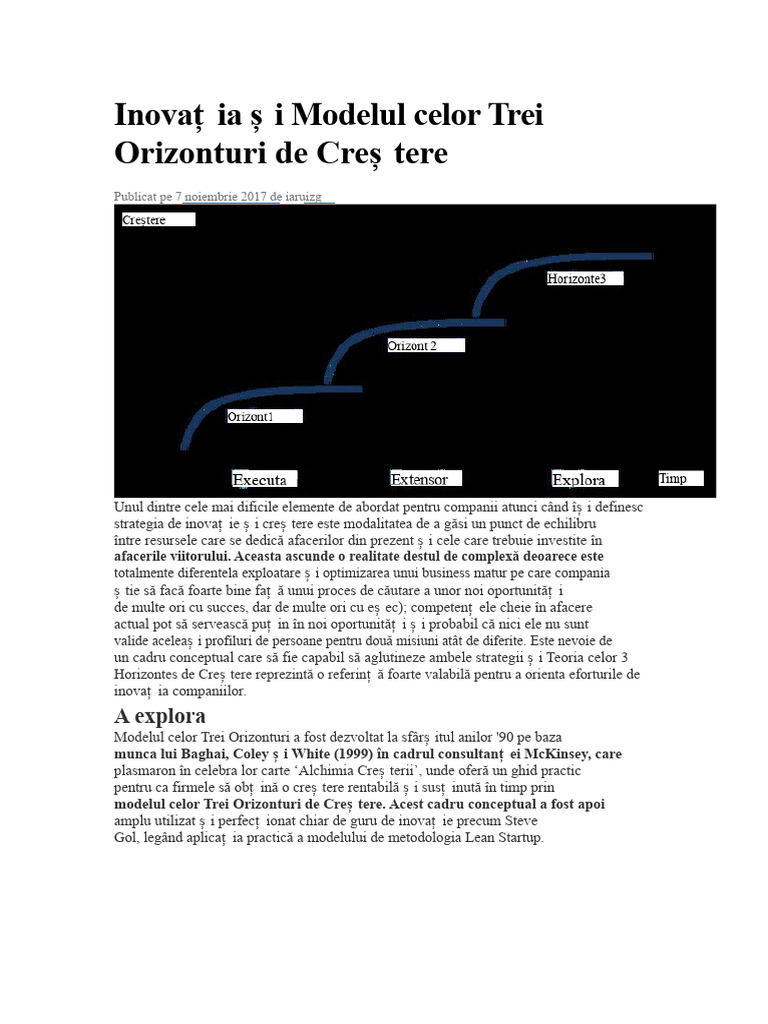 Inovația Și Modelul Celor Trei Orizonturi de | PDF
