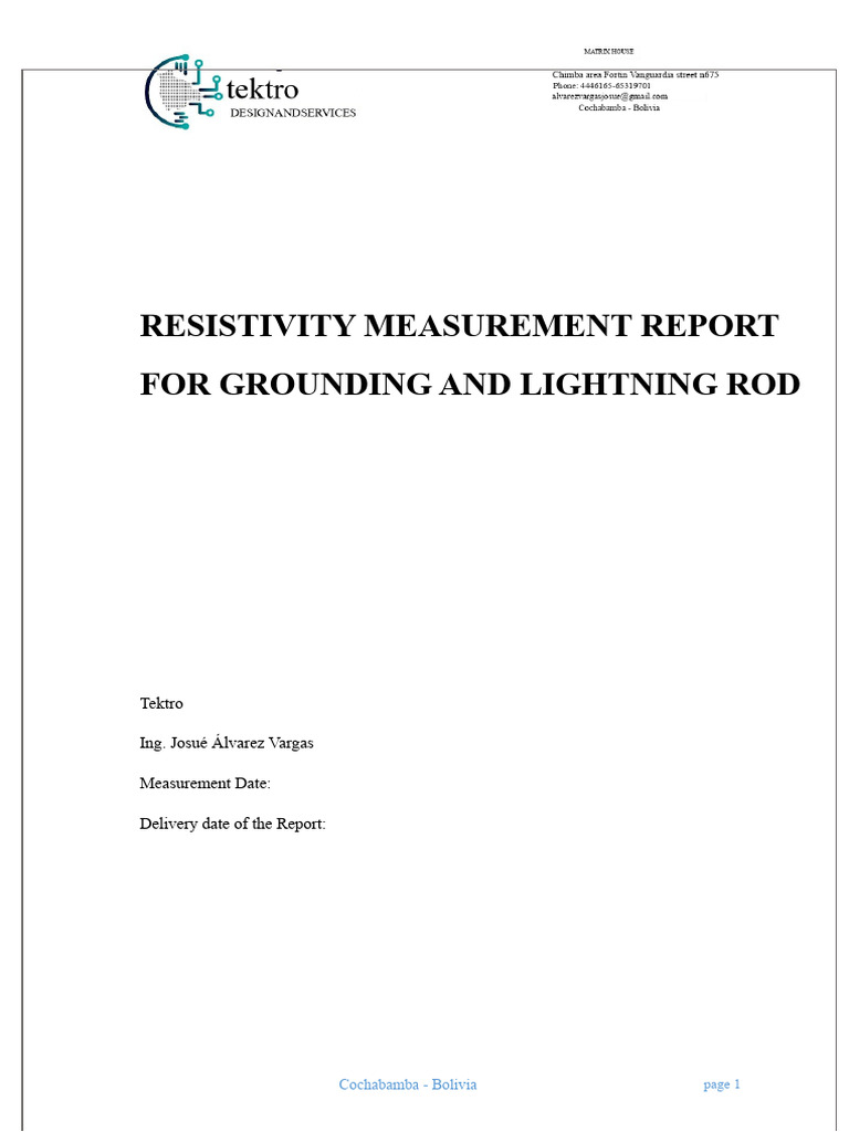 Resistivity Measurement Report For Grounding and Lightning Rod | PDF ...