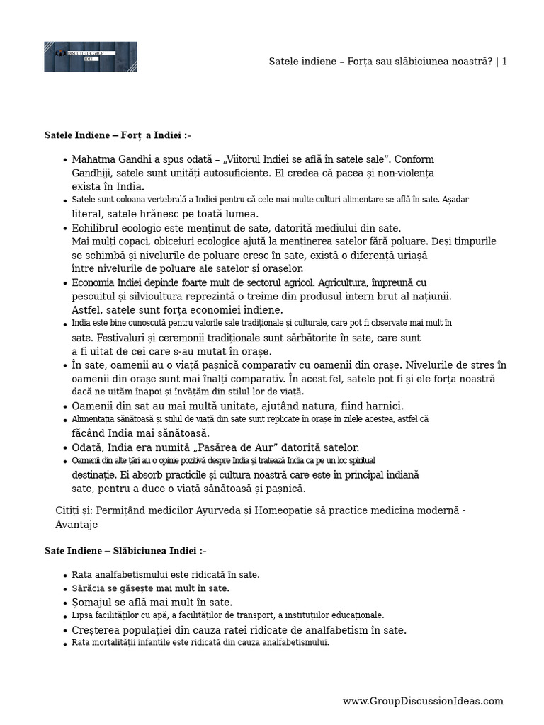 Satele Indiene - Forța Noastră Sau Slăbiciunea Noastră? | PDF