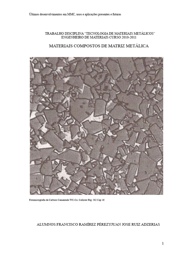 Avanços em Materiais Compostos Metálicos | PDF | Material composto | Liga