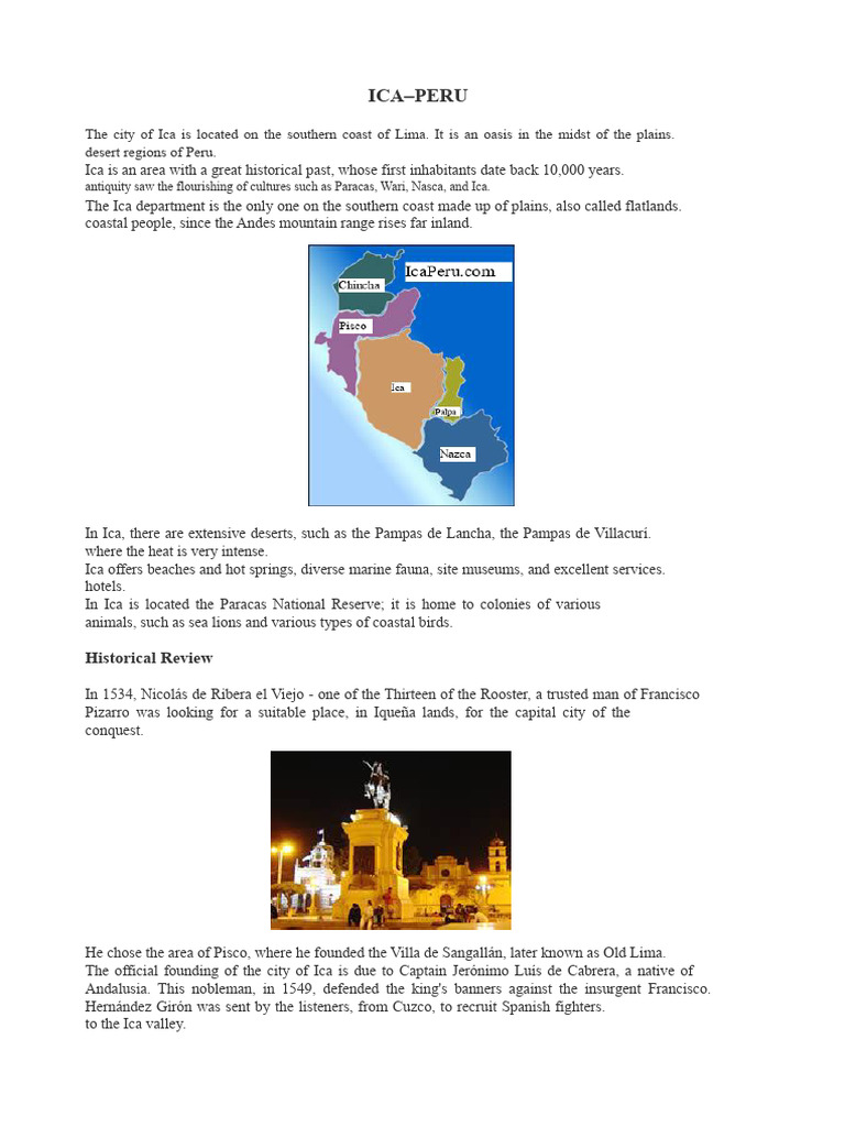 The City of Ica Is Located On The Southern Coast of Lima. | PDF | Earth ...