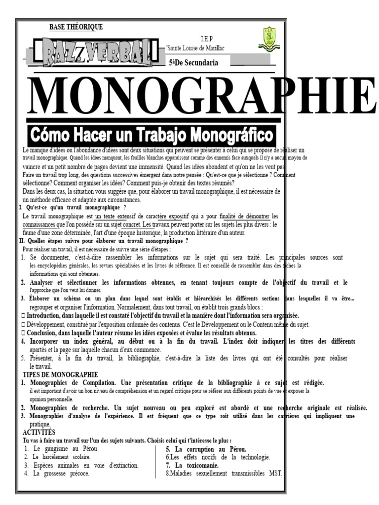 Guide de rédaction d'une monographie | PDF