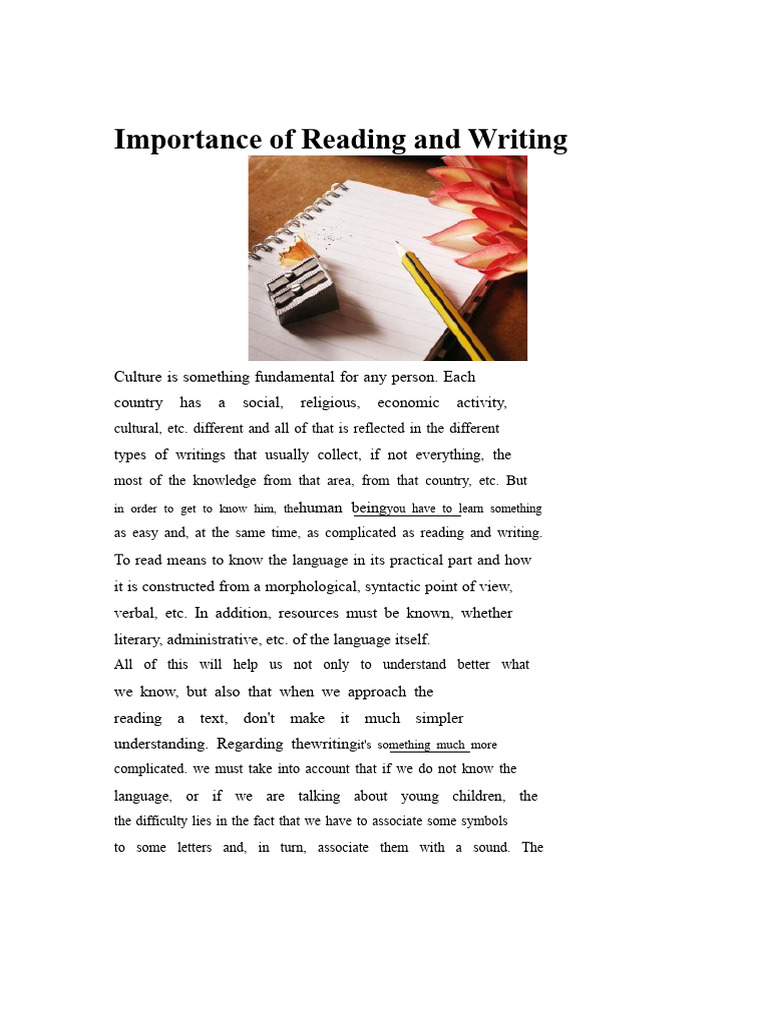 The Importance of Reading and Writing | PDF | Literacy | Knowledge