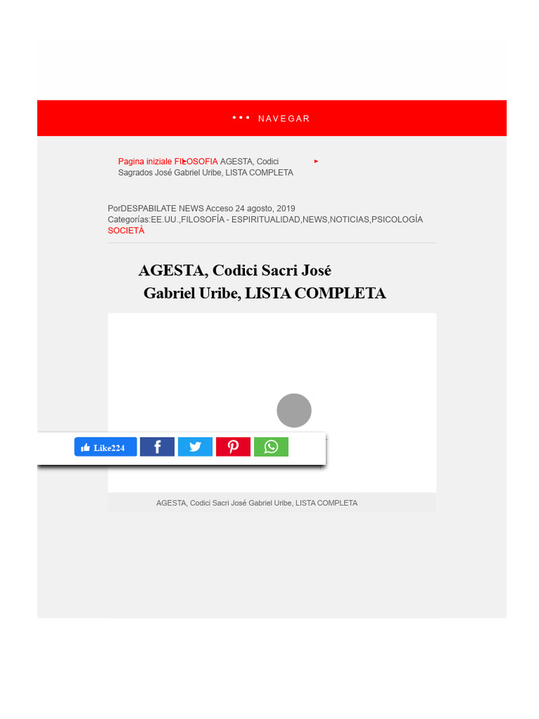 AGESTA, Codici Sacri | PDF