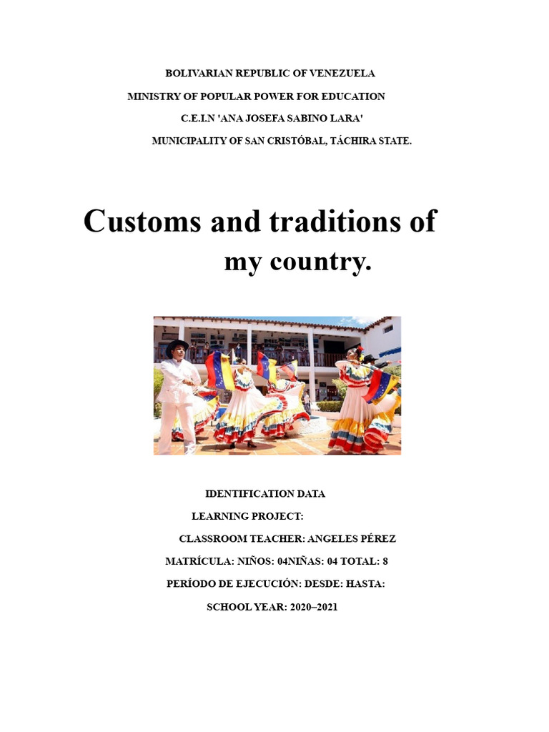 Customs and Traditions of My Country. | PDF | Learning | Traditions