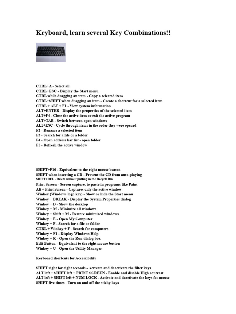 Essential Keyboard Shortcuts Guide | PDF | Keyboard Shortcut | Window ...