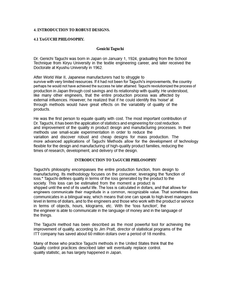 Understanding Taguchi's Quality Philosophy | PDF | Loss Function ...