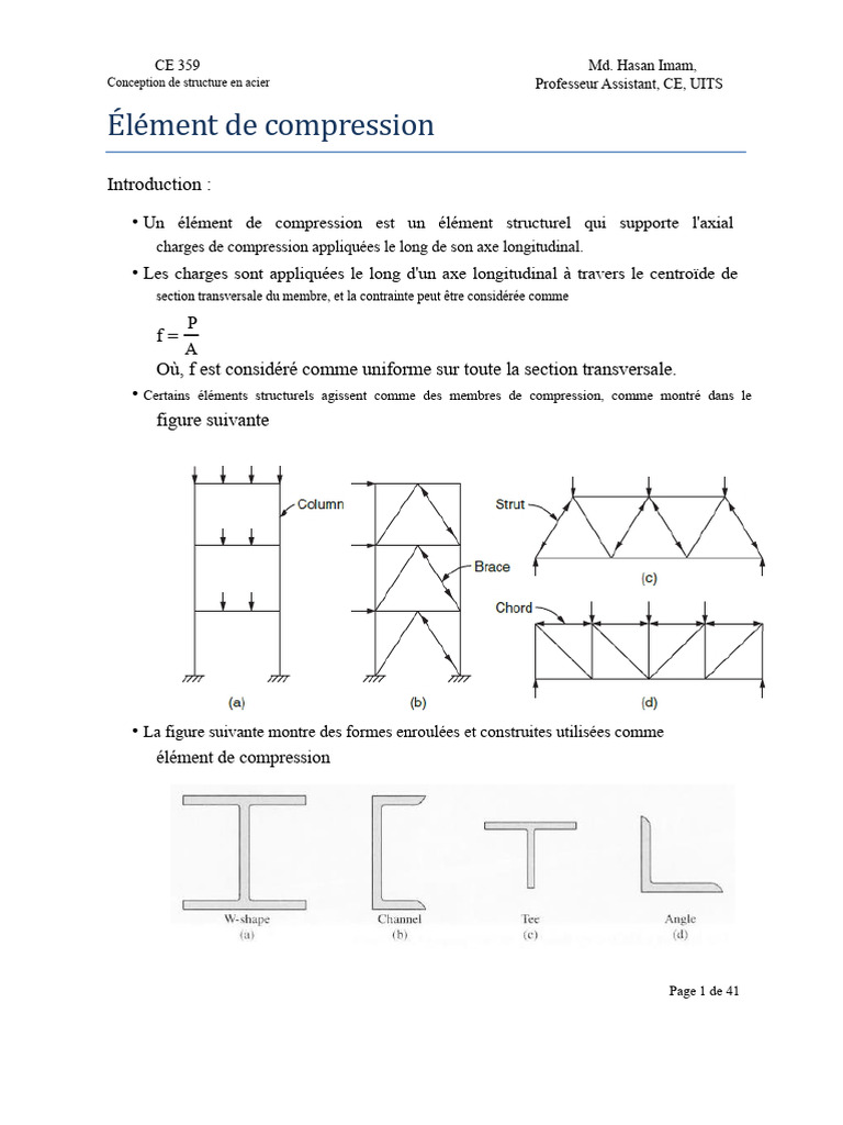 Élément de compression en acier : types et calculs | PDF | Flambage ...