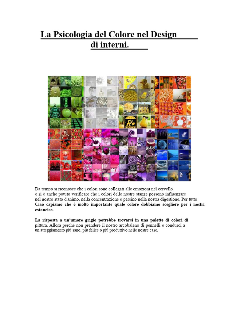 La Psicologia Del Colore Nel Design Degli Interni | PDF