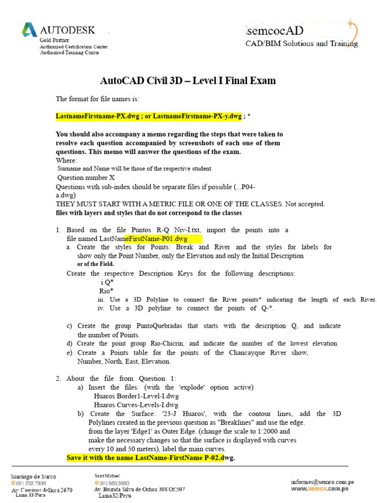 AutoCAD Civil 3D Level I Exam Guide | PDF | Slope | Auto Cad