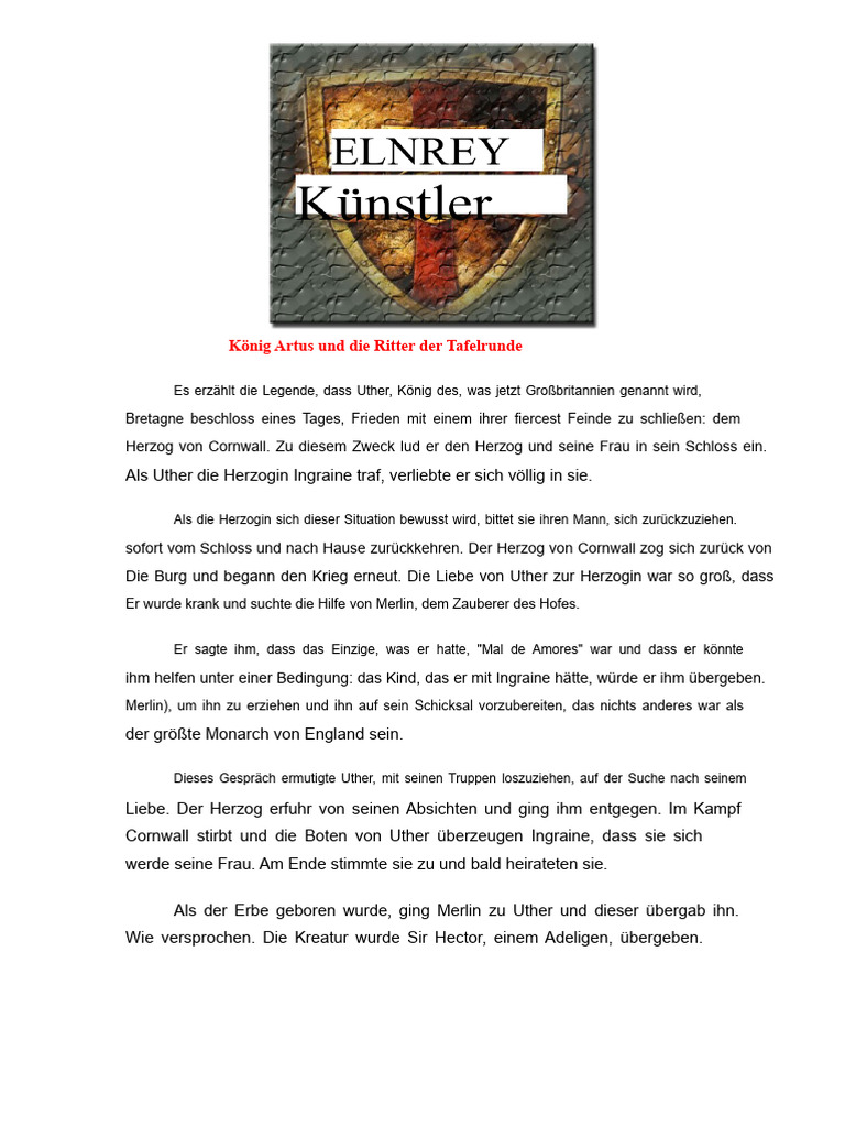 König Artus Und Die Ritter Der Tafelrunde | PDF