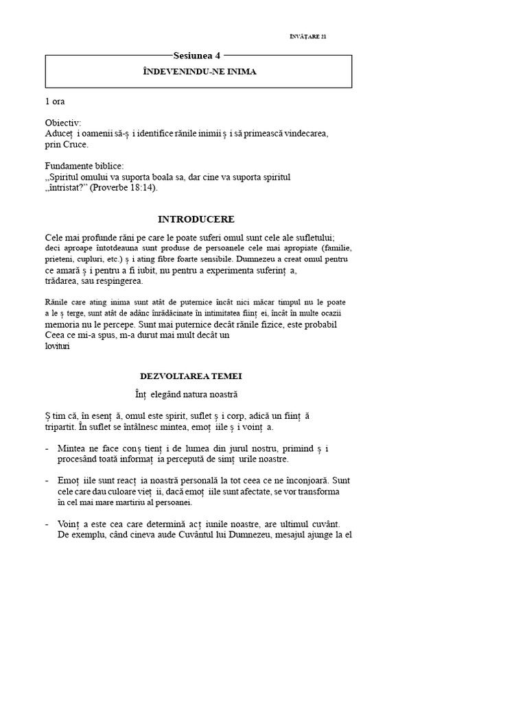 Întâlnirea 4 - Vindecarea Inimii | PDF