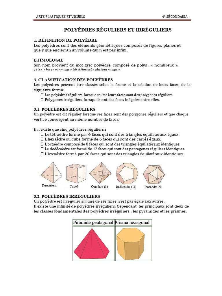 Polyèdres : Types et Définitions | PDF