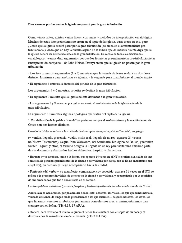 Diez Razones Por Las Cuales La Iglesia No Pasará Por La Gran | PDF ...