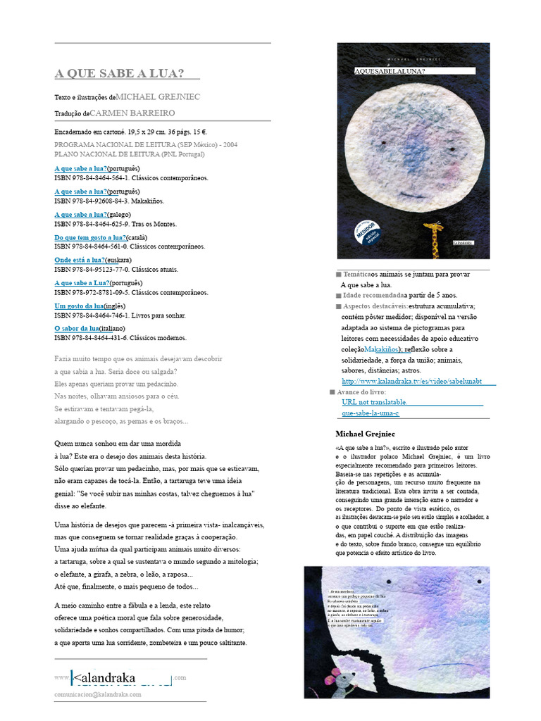 A Que Sabe a Lua? - Livro Infantil | PDF | Livros
