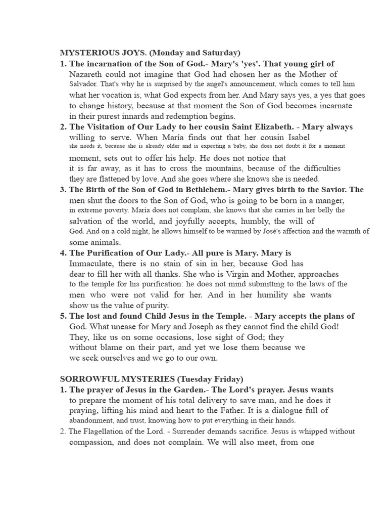 20 Mysteries of the Rosary Explained | PDF | Mary, Mother Of Jesus | Jesus