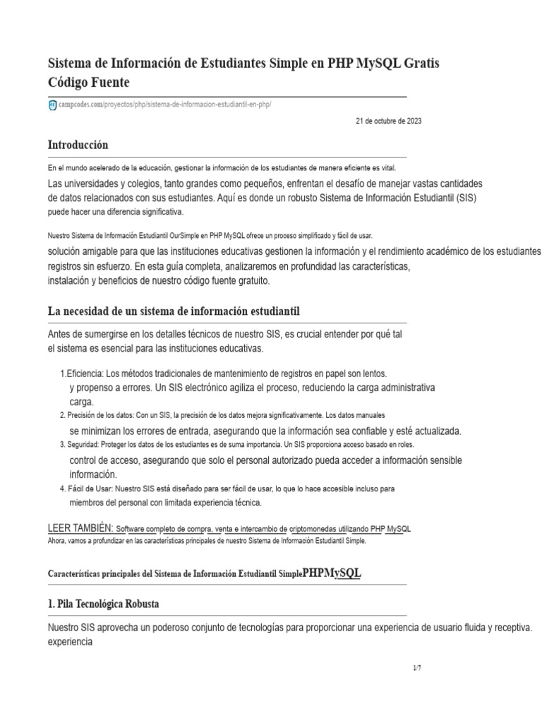 Sistema Estudiantil PHP MySQL Gratis | PDF | Mi sql | Php