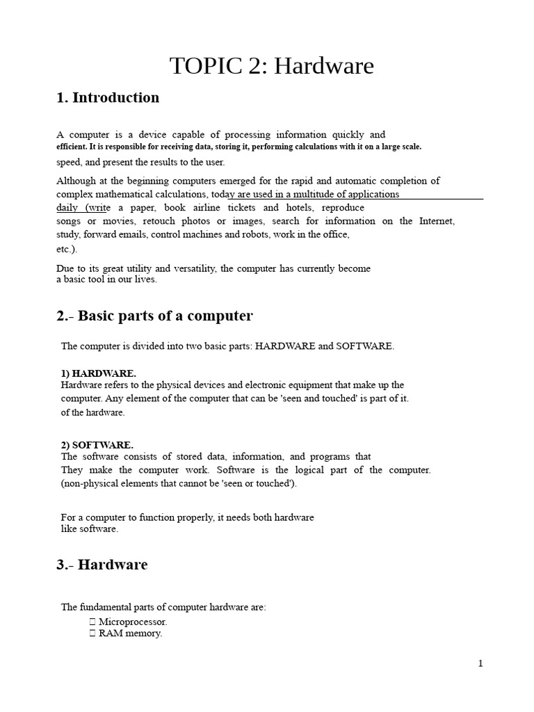 Essential Computer Hardware Components | PDF | Computer Hardware ...